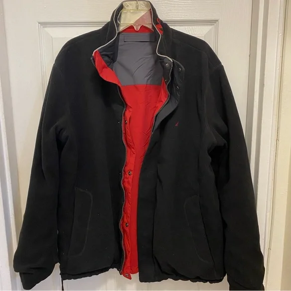 Nautica Men’s Red Black Gray Winter Performance Jacket Reversible XL Zipper - Picture 8 of 16